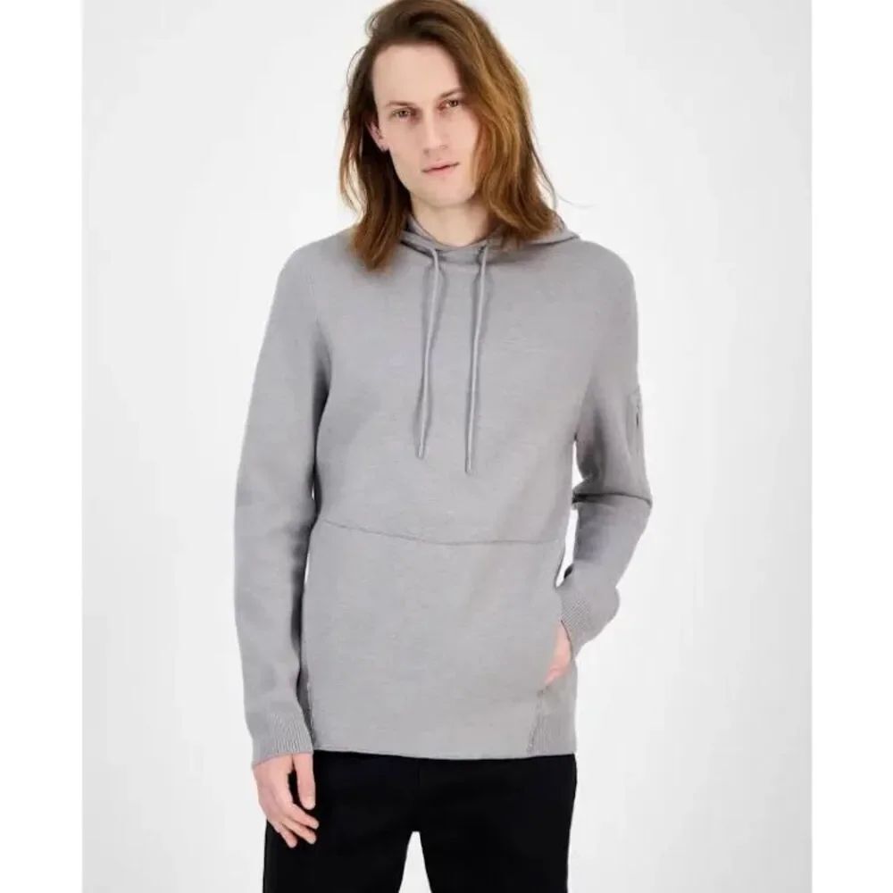 Karl Lagerfeld Paris NWT Slim Fit Long Sleeve Sweater Hoodie Gray XXL